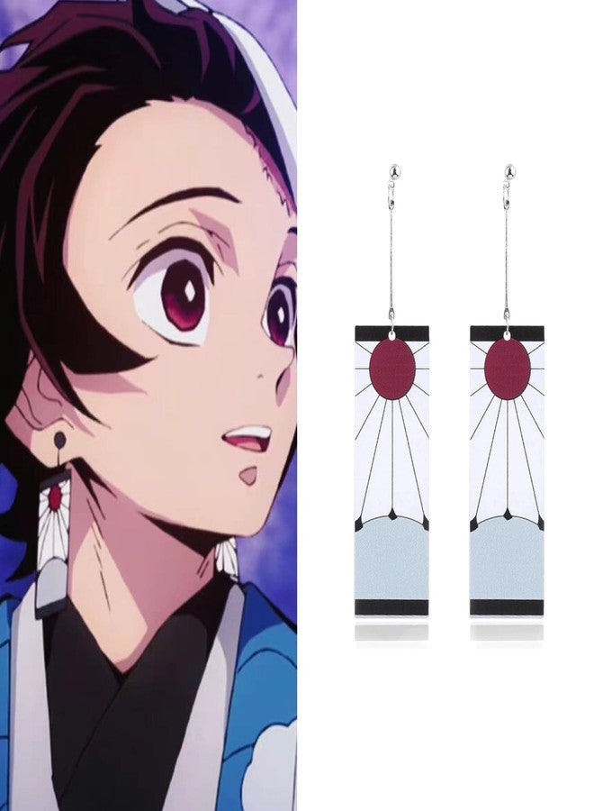 RAINDEWLL Tanjiro Earrings-Hanafuda Anime Earrings Cosplay Jewelry Gifts for Women Fans (white-pin) - Image 3